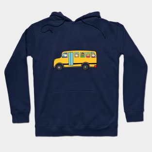 cute yellow schoolbus with happy children Hoodie